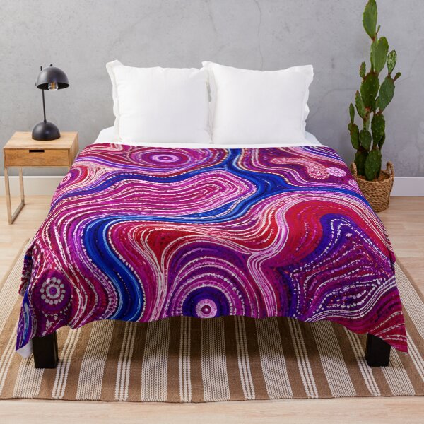 Item preview, Aboriginal Inspired Dot Art - Crimson Pink Blue Water Paths designed and sold by GrinGalore.