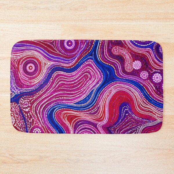Item preview, Aboriginal Inspired Dot Art - Crimson Pink Blue Water Paths designed and sold by GrinGalore.