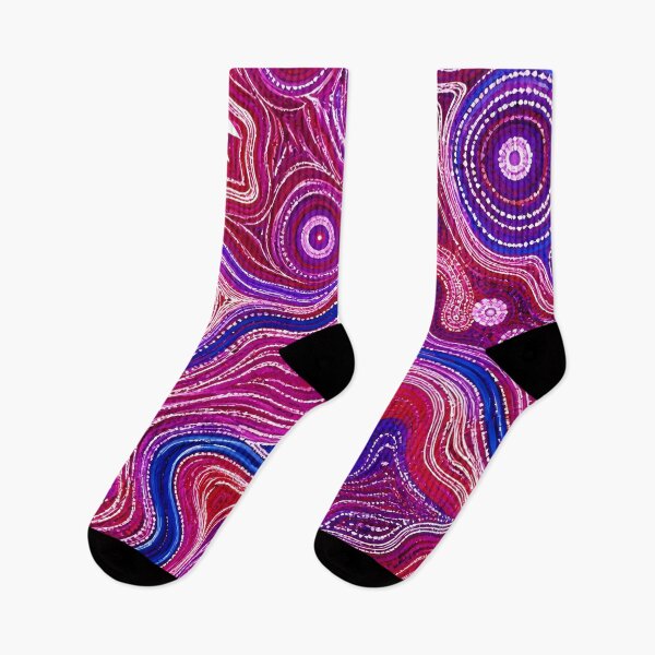 Item preview, Aboriginal Inspired Dot Art - Crimson Pink Blue Water Paths designed and sold by GrinGalore.