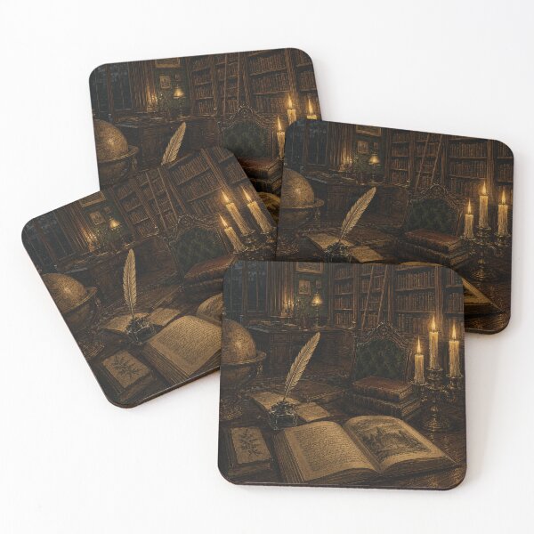 Item preview, Dark Academia Grand Library – Atmospheric Candlelit Bookshelf Vintage Art Print | Dark Academia Wall Decor designed and sold by irfanshikh.