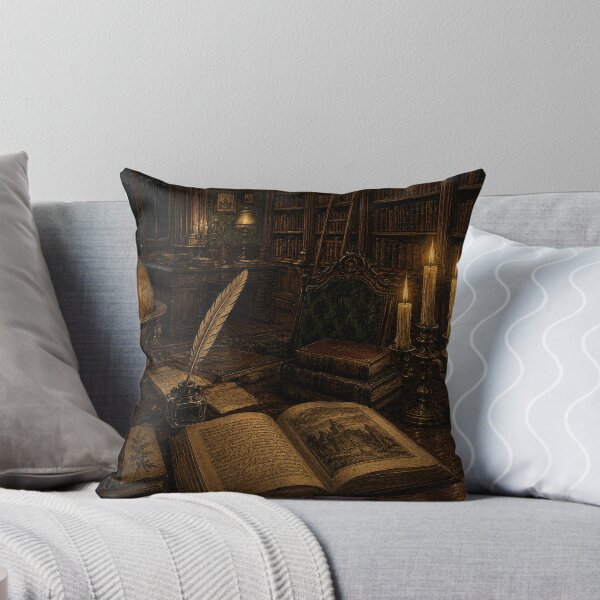 Artikelvorschau, Große Bibliothek von Dark Academia – Atmosphärischer, kerzenbeleuchteter Bücherschrank (Vintage-Kunstdruck) | Wanddekoration für Dark Academia entworfen und verkauft von irfanshikh.