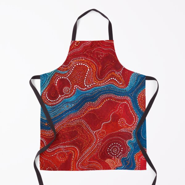 Item preview, Aboriginal Inspired Dot Art - Crimson Lava Blue Water Paths designed and sold by GrinGalore.