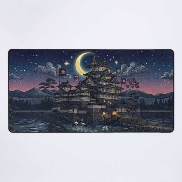 Item preview, Mystical Moonlit Japanese Castle: Ukiyo-e Night designed and sold by Kokeshidreams.