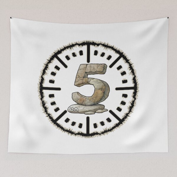 Item preview, Stone Carved Number 5 Ancient Tribal Badge Symbol Illustration designed and sold by DesignArtist.ia.