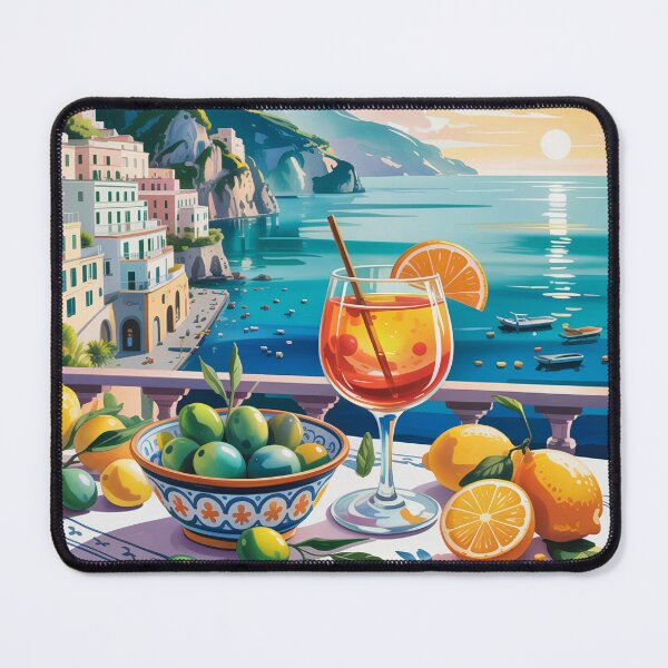 Item preview, Amalfi Coast Aperitivo Hour - Aperol Spritz Italian Summer Gouache Art designed and sold by Tamas Das.