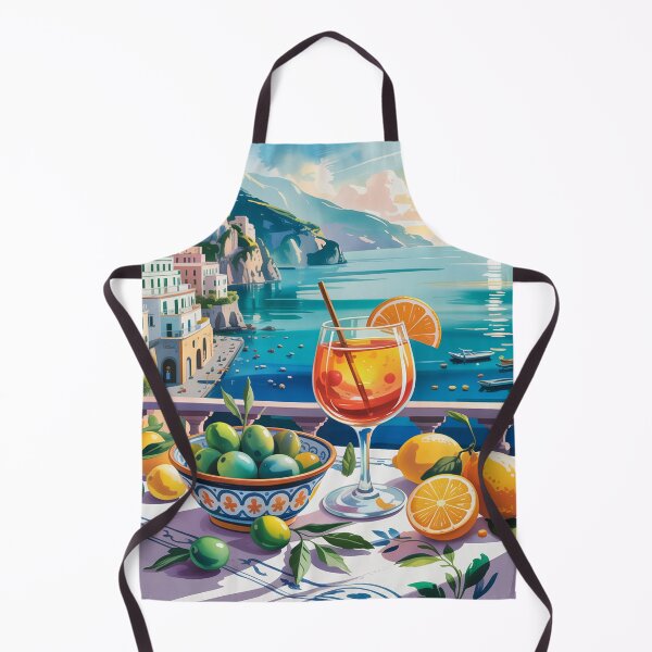 Item preview, Amalfi Coast Aperitivo Hour - Aperol Spritz Italian Summer Gouache Art designed and sold by Tamas Das.