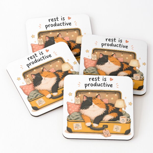 Item preview, Rest Is Productive / Cozy Calico Self Care designed and sold by ValentynaTyshenkoArt.