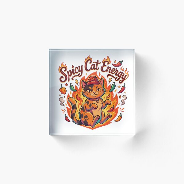Item preview, Energía de gato picante: Ilustración divertida de un gato fogoso con pimientos designed and sold by SoftPawsAtelier.