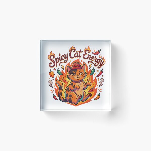 Item preview, Spicy Cat Energy – Funny Fiery Cat with Peppers Illustration designed and sold by SoftPawsAtelier.