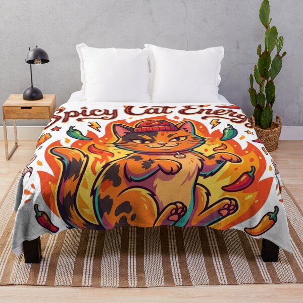 Item preview, Spicy Cat Energy – Funny Fiery Cat with Peppers Illustration designed and sold by SoftPawsAtelier.