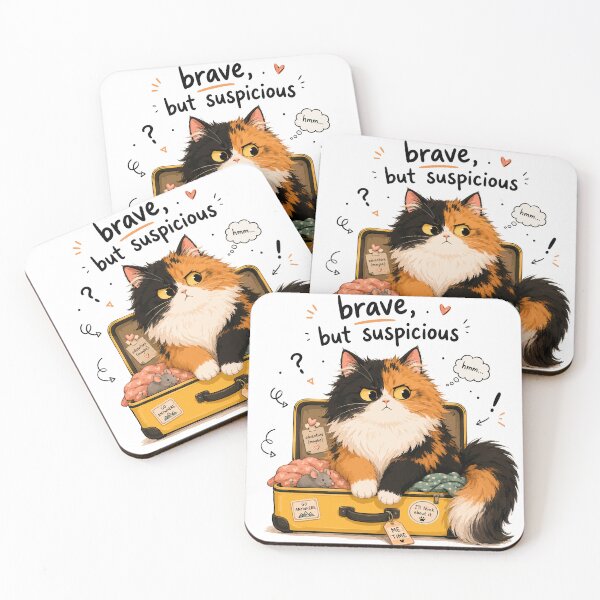 Item preview, Brave but Suspicious / Cozy Calico Self Care designed and sold by ValentynaTyshenkoArt.