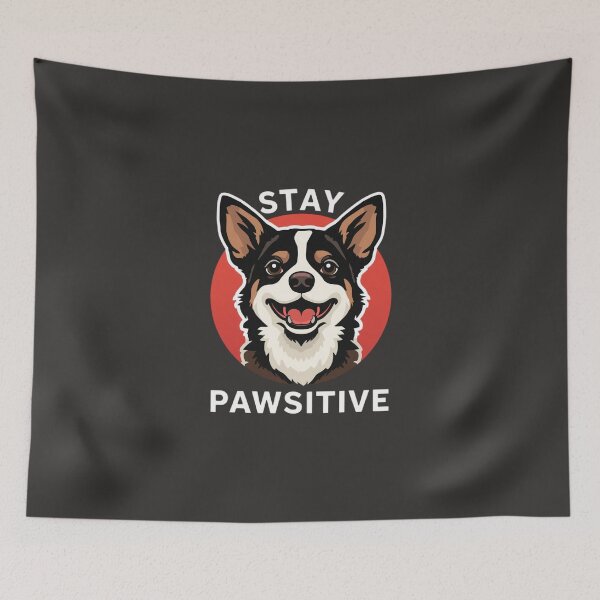 Item preview, Stay Pawsitive Dog Shirt Funny Dog Lover Gift Corgi Dog Mom Dad Positive Quote Tee designed and sold by Sky-bully.