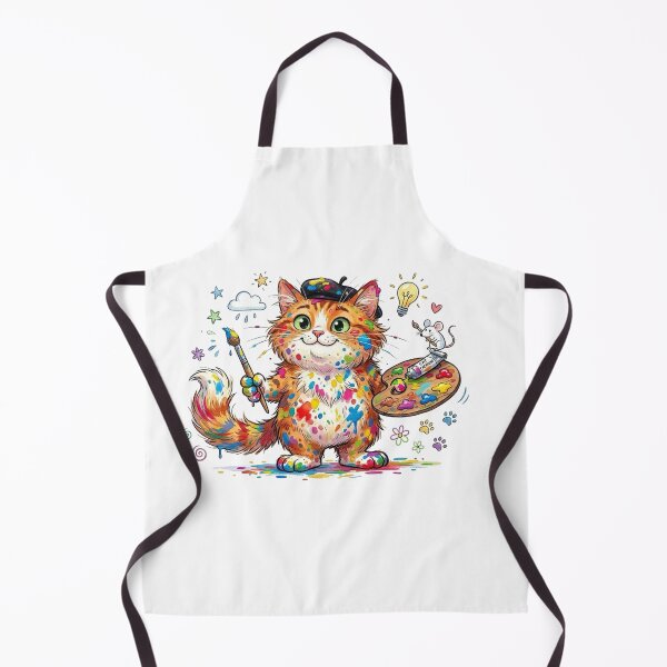 Item preview, Chaotic Artist Cat Painting – Cute Creative Cat Illustration | Colorful Funny Cat Design designed and sold by SoftPawsAtelier.