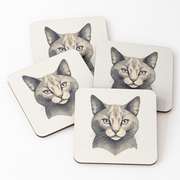 Item preview, Geometric Mosaic Cat – Modern Pet Art designed and sold by Tklezardesigns.