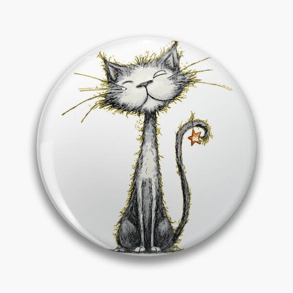 Item preview, Happy Scruffy Cat Ink Sketch Whimsical Shaggy Kitten Illustration designed and sold by DesignArtist.ia.