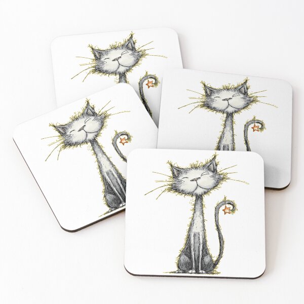 Item preview, Happy Scruffy Cat Ink Sketch Whimsical Shaggy Kitten Illustration designed and sold by DesignArtist.ia.