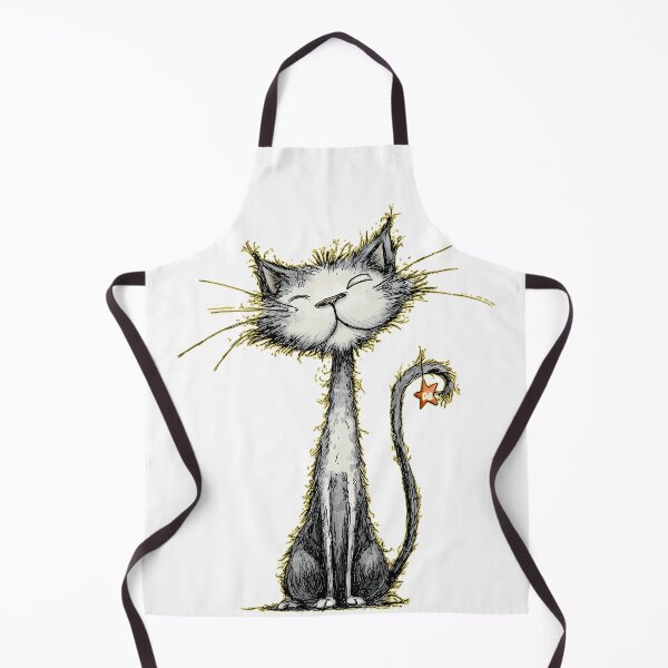Item preview, Happy Scruffy Cat Ink Sketch Whimsical Shaggy Kitten Illustration designed and sold by DesignArtist.ia.