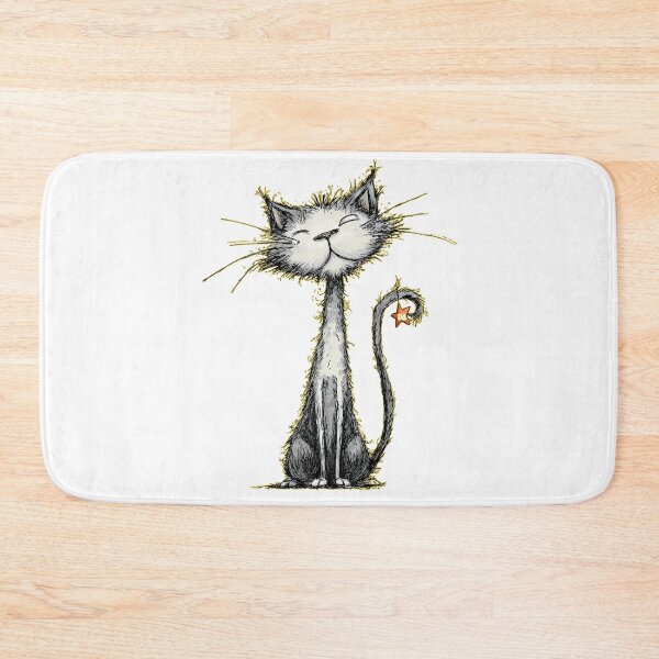 Item preview, Happy Scruffy Cat Ink Sketch Whimsical Shaggy Kitten Illustration designed and sold by DesignArtist.ia.