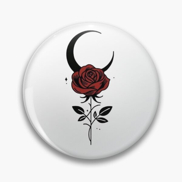 Item preview, Dark Rose with Crescent Moon Gothic Floral Moon Botanical Art Print designed and sold by Mr-MC-kitty.