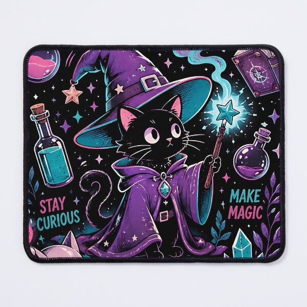 Item preview, Meowgic Purrfectly Chaotic Witch Cat designed and sold by Jaideep Walia.