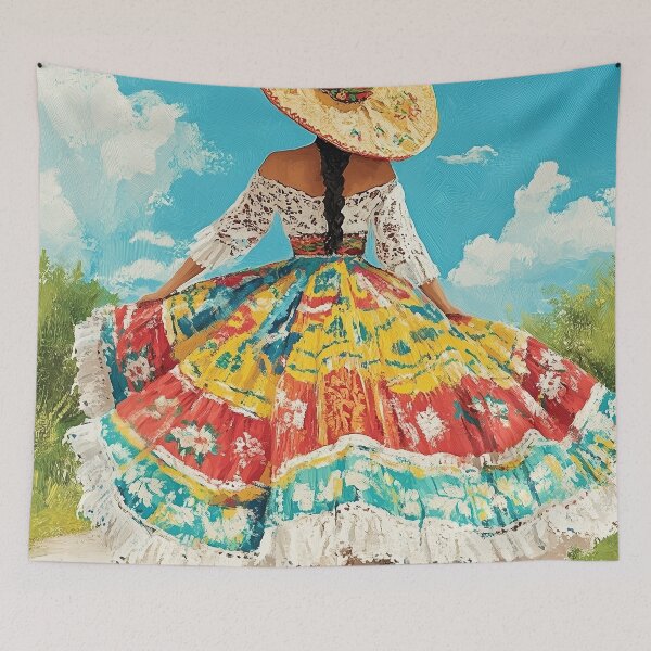 Item preview, Mexican Folklorico Dress Print, Colorful Latina Wall Art designed and sold by redpoppycreates.