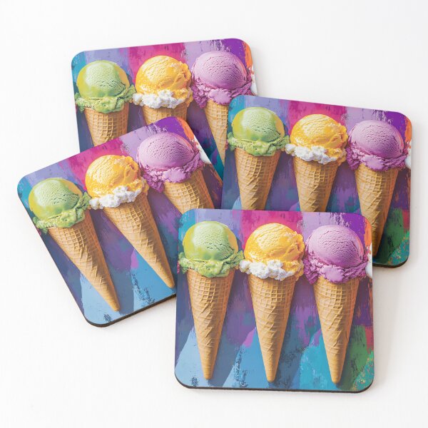 Item preview, Vibrant Ice Cream Pop Art, Neon Colors Summer Cone Art Print designed and sold by daila70.