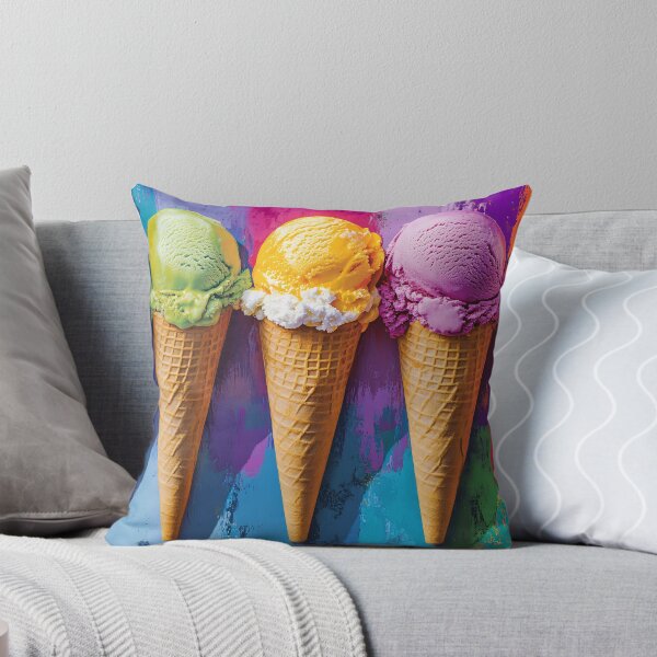 Item preview, Vibrant Ice Cream Pop Art, Neon Colors Summer Cone Art Print designed and sold by daila70.