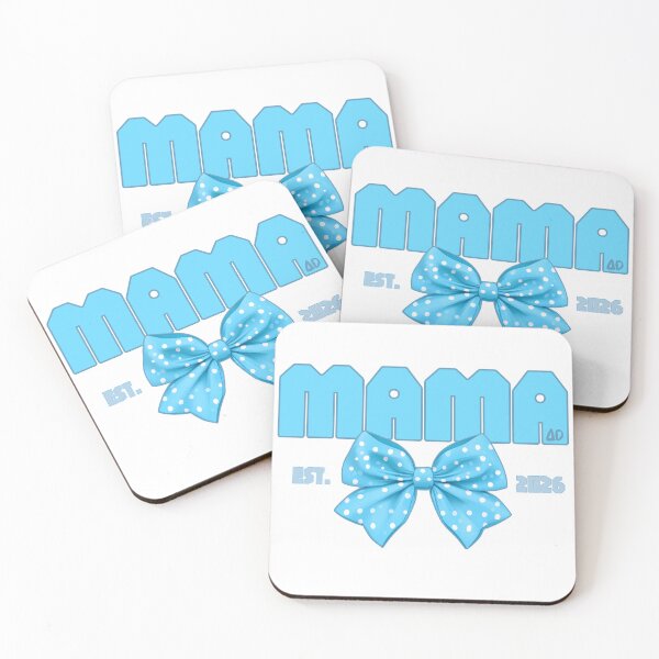Item preview, Mama Est 2026 Blue Varsity Typography with Polka Dot Bow Graphic designed and sold by DesignArtist.ia.