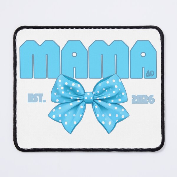 Item preview, Mama Est 2026 Blue Varsity Typography with Polka Dot Bow Graphic designed and sold by DesignArtist.ia.