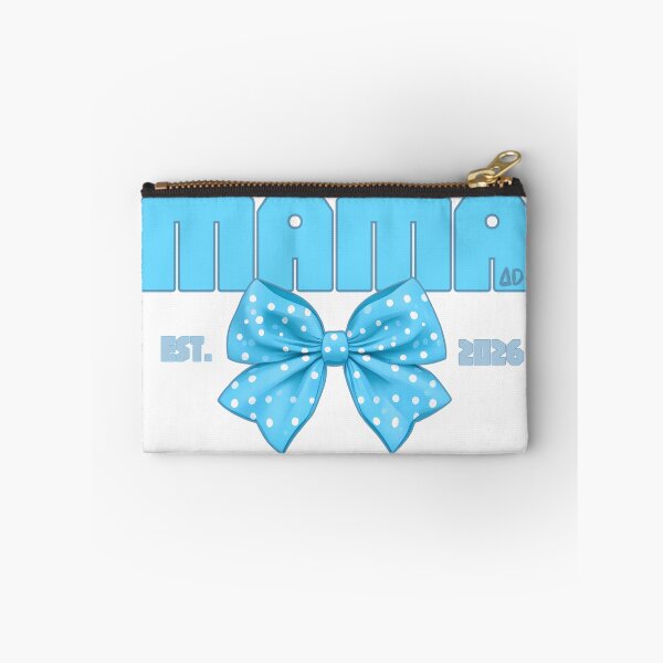 Item preview, Mama Est 2026 Blue Varsity Typography with Polka Dot Bow Graphic designed and sold by DesignArtist.ia.
