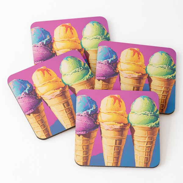 Item preview, Neon Ice Cream Cones Pop Art, Vivid Colorful Summer Art Print designed and sold by daila70.