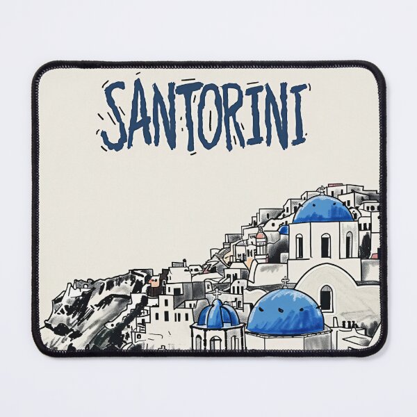 Item preview, Santorini Greece Travel Poster Blue Dome Mediterranean Wall Art designed and sold by NarjaShop.
