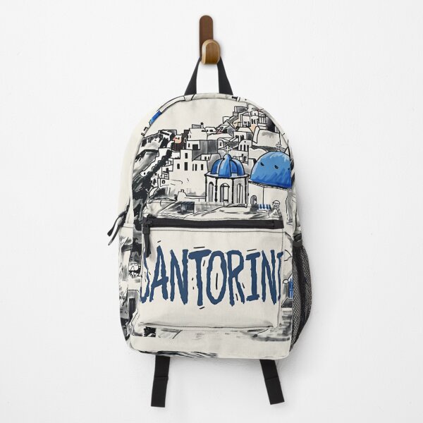 Item preview, Santorini Greece Travel Poster Blue Dome Mediterranean Wall Art designed and sold by NarjaShop.