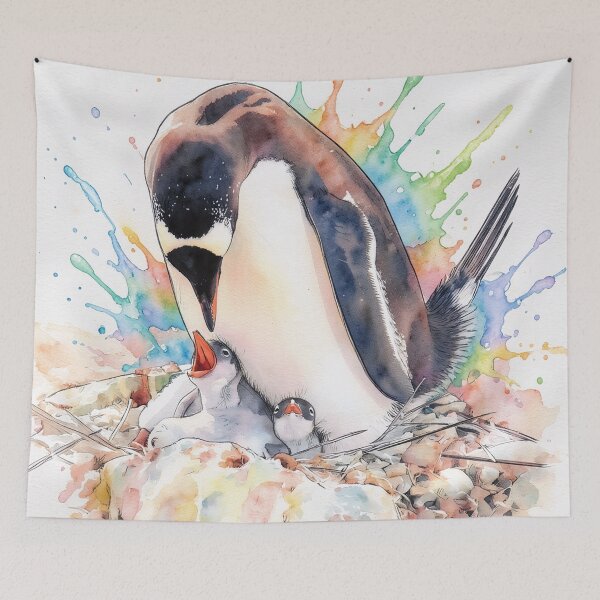 Item preview, Penguin Family in Watercolor designed and sold by tomorrowsart.
