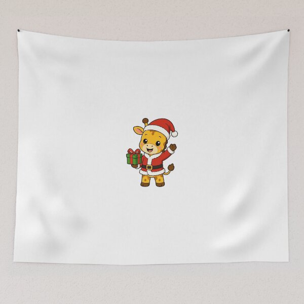 Item preview, Cute Christmas Giraffe Cartoon – Kawaii Santa Animal with Gift designed and sold by Krincydigitalart.