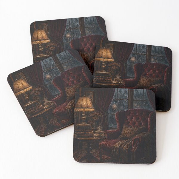 Item preview, Dark Academia Cozy Reading Nook – Atmospheric Rainy Window Velvet Art | Book Lover Aesthetic Gift designed and sold by irfanshikh.