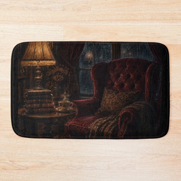 Item preview, Dark Academia Cozy Reading Nook – Atmospheric Rainy Window Velvet Art | Book Lover Aesthetic Gift designed and sold by irfanshikh.