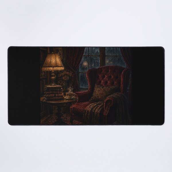 Item preview, Dark Academia Cozy Reading Nook – Atmospheric Rainy Window Velvet Art | Book Lover Aesthetic Gift designed and sold by irfanshikh.