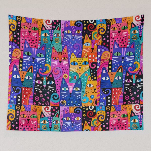 Item preview, Colorful Pop Art Cat Pattern | Whimsical Neon Feline Design designed and sold by Aramdesing.