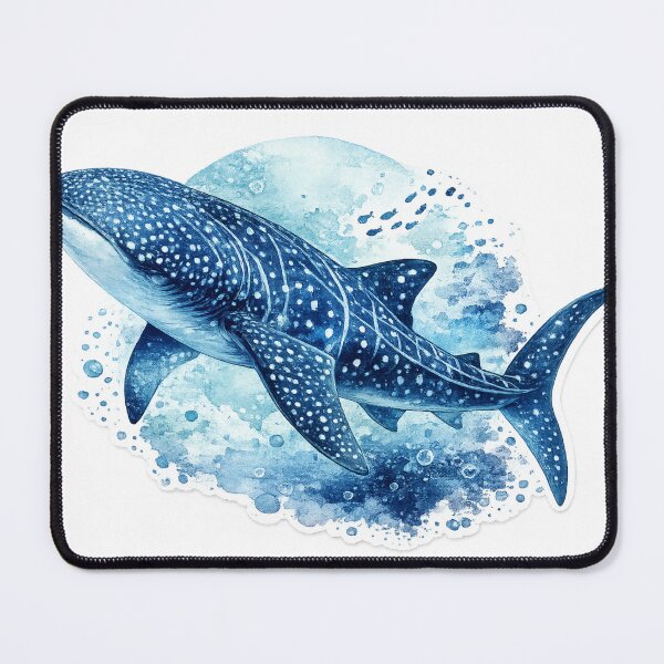 Item preview, Dreamy Whale Shark Watercolor Sticker – High Resolution Ocean Blue designed and sold by Mahmoud Salah.