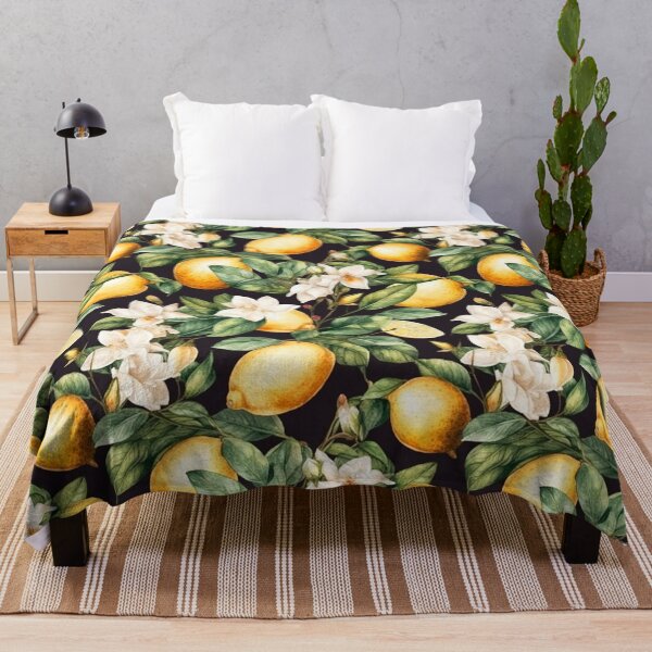 Item preview, Midnight Lemon and Blossom Dolce Vita Pattern Sicilian Amalfi Positano designed and sold by PG Illustration.