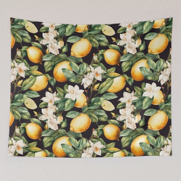 Item preview, Midnight Lemon and Blossom Dolce Vita Pattern Sicilian Amalfi Positano designed and sold by PG Illustration.