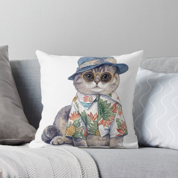 Item preview, Tropical Vacation Watercolor Cat designed and sold by Lilyco design studio.