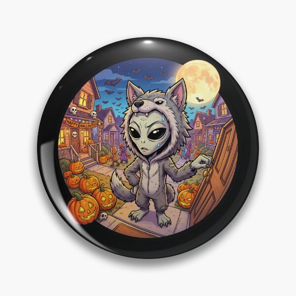 Item preview, Divertido hombre lobo alienígena pidiendo dulces en Halloween designed and sold by Sunkhung.