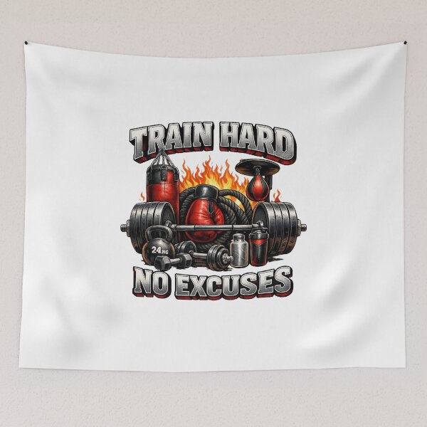 Item preview, Train Hard No Excuses – Gym & Boxing Motivation designed and sold by Hobby-up.