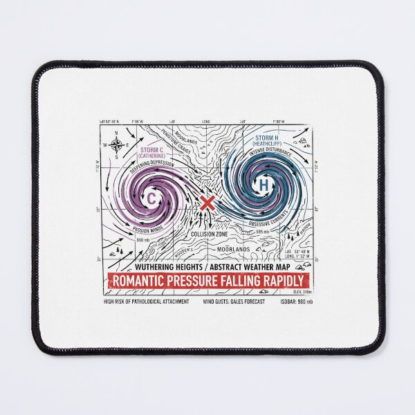 Item preview, Romantic Pressure Falling Rapidly Wuthering Heights Weather Map designed and sold by Fenay Designs.