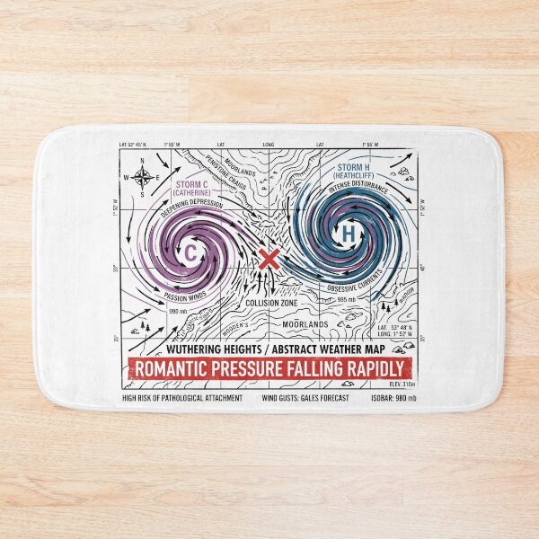 Item preview, Romantic Pressure Falling Rapidly Wuthering Heights Weather Map designed and sold by Fenay Designs.