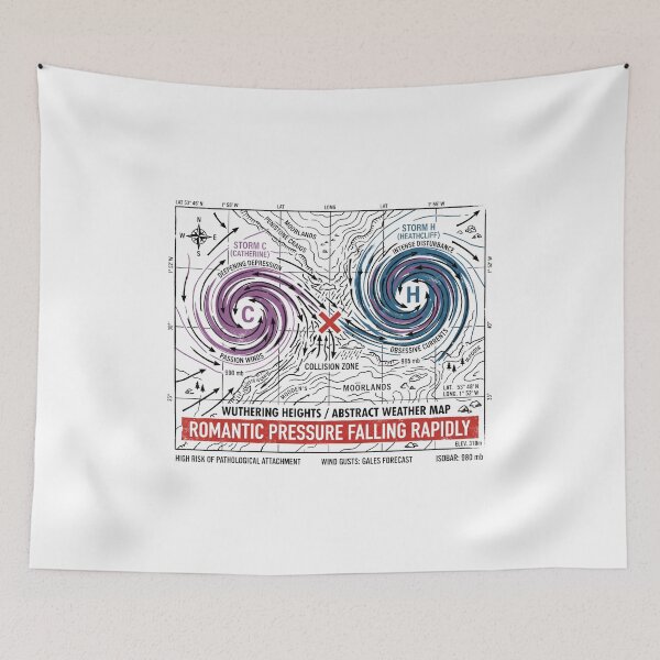 Item preview, Romantic Pressure Falling Rapidly Wuthering Heights Weather Map designed and sold by Fenay Designs.