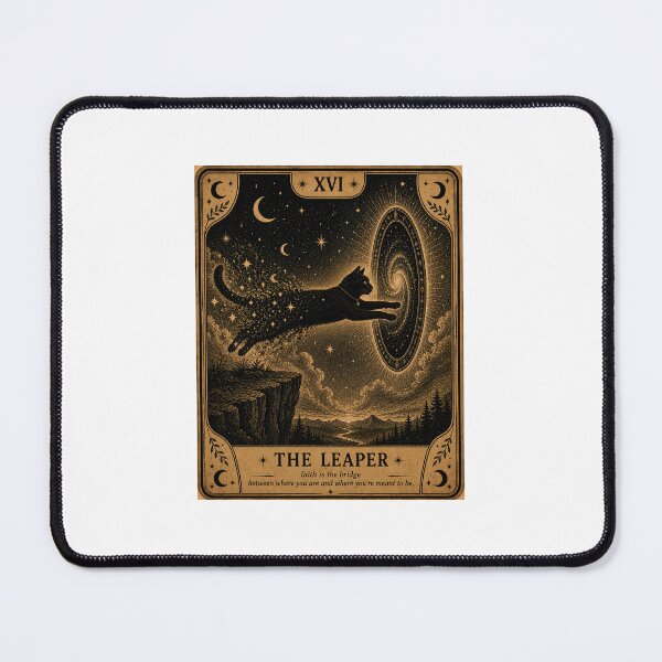Item preview, The Leaper Black Cat Tarot Card Celestial Portal Fantasy Art designed and sold by LovelyCatGalaxy.