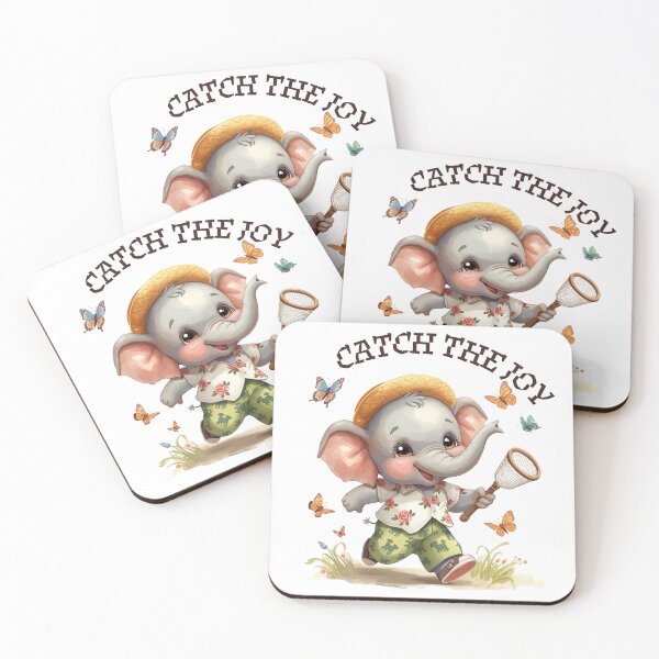 Item preview, Catch the Joy Cute Elephant Sticker – Kawaii Butterfly Summer Adventure designed and sold by BonnieGlam13.
